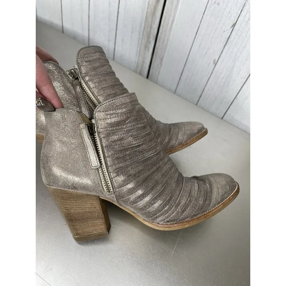 Paul Green Metallic Zip Boots Heels Shoes Moto Size UK 5 Women's US 7.5